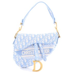 Christian Dior - Saddle Handbag Logo Embroidered Oblique Canvas Medium